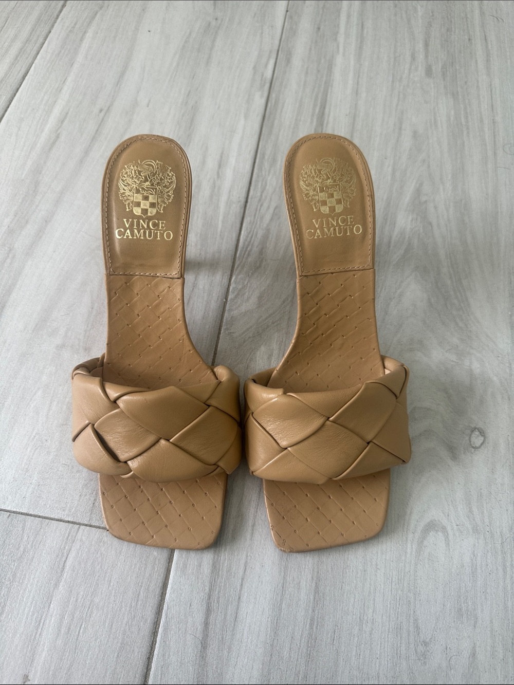 Vince Camuto Braided Tan Slide Mules